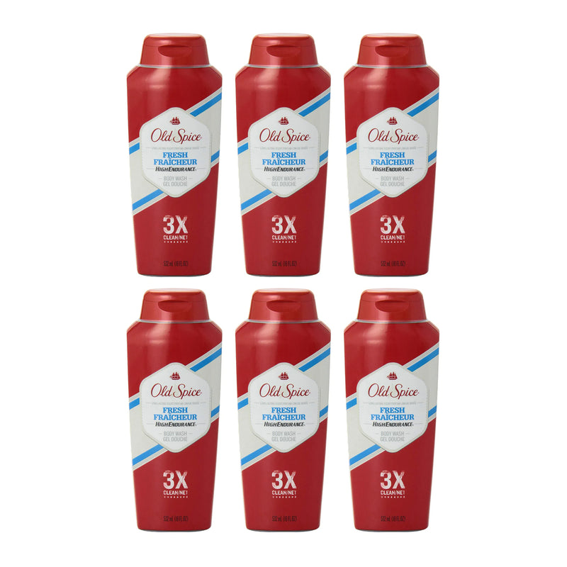 Old Spice Fresh High Endurance Body Wash, 18 fl oz. (Pack of 6)