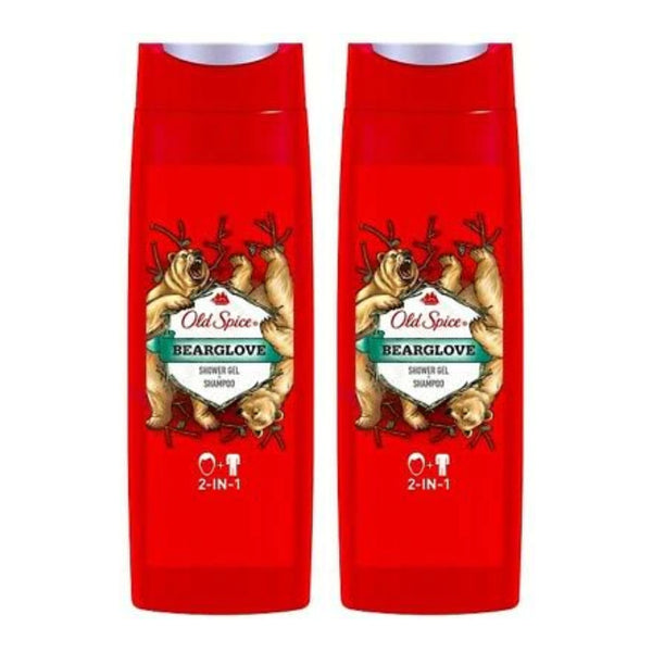 Old Spice Bearglove 2-In-1 Shower Gel & Shampoo, 400ml (Pack of 2)