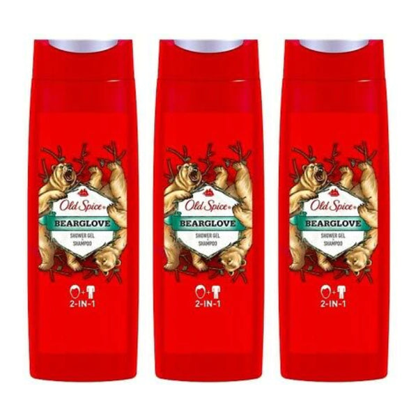 Old Spice Bearglove 2-In-1 Shower Gel & Shampoo, 400ml (Pack of 3)