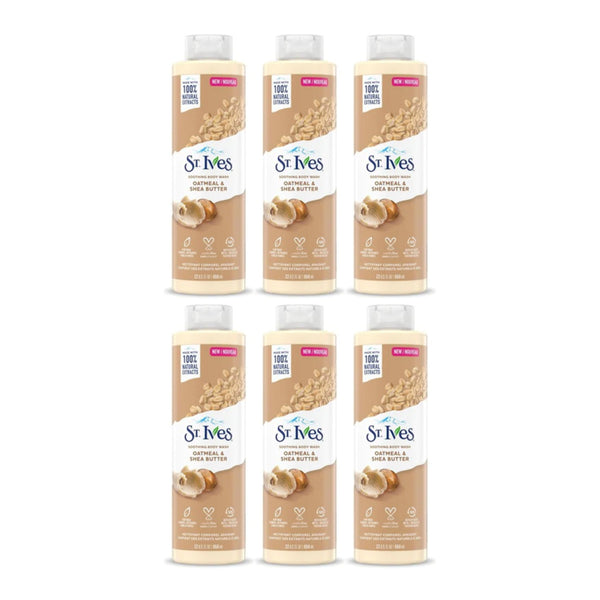 St. Ives Oatmeal & Shea Butter Soothing Body Wash, 22 fl oz (Pack of 6)