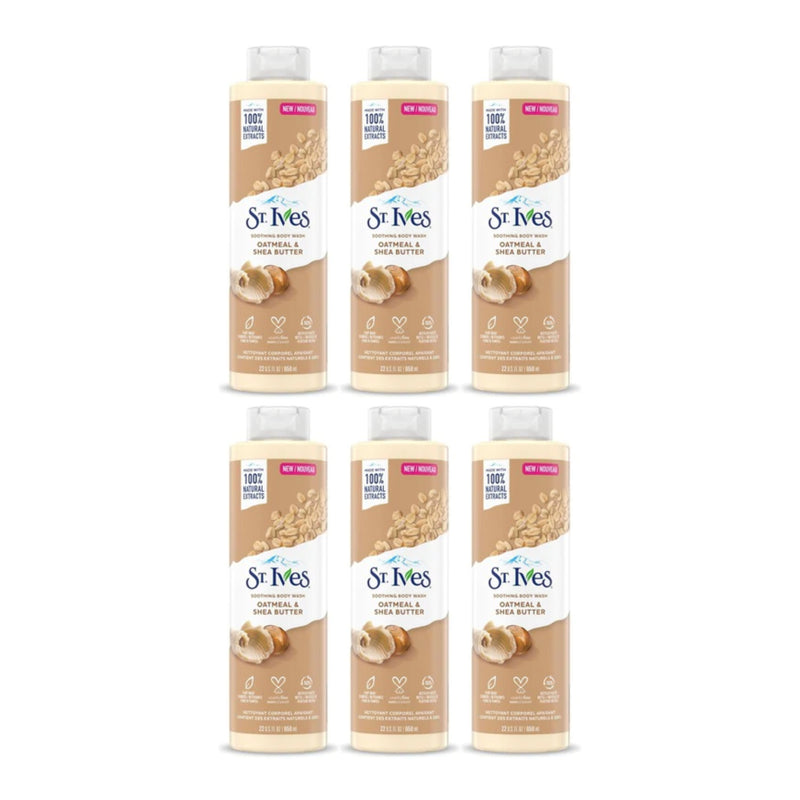 St. Ives Oatmeal & Shea Butter Soothing Body Wash, 22 fl oz (Pack of 6)