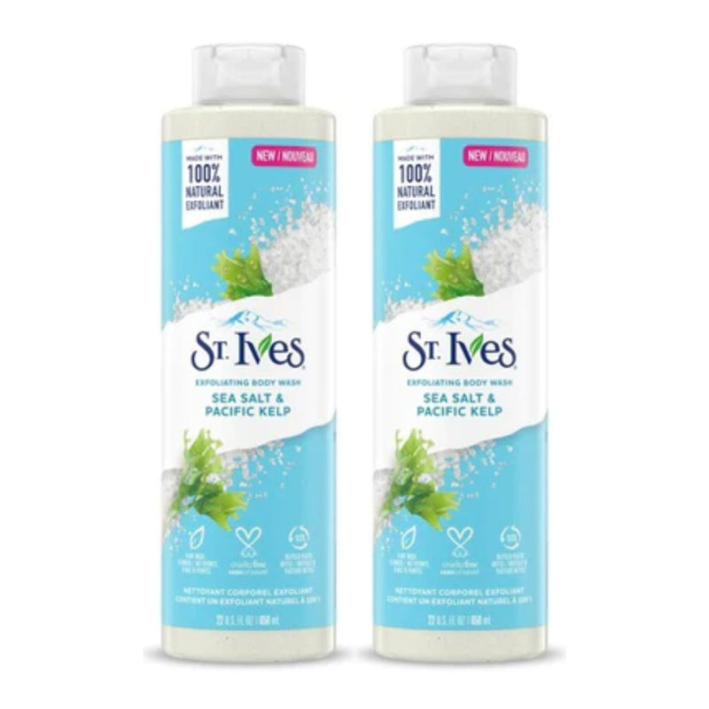 St. Ives Sea Salt & Pacific Kelp Exfoliating Body Wash, 22 fl oz (Pack of 2)