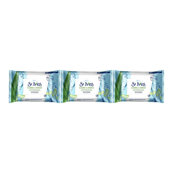 St. Ives Aloe Vera Hydrating Facial Cleansing Wipes, 25 ct. (Pack of 3)