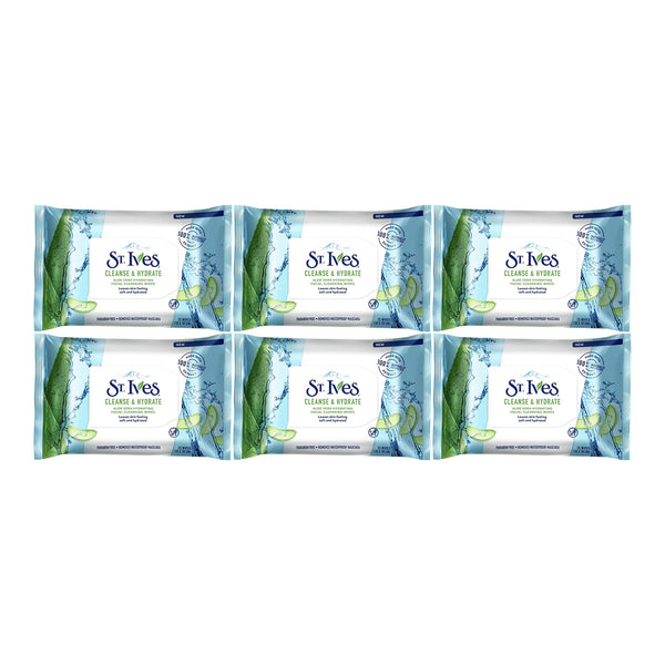 St. Ives Aloe Vera Hydrating Facial Cleansing Wipes, 25 ct. (Pack of 6)