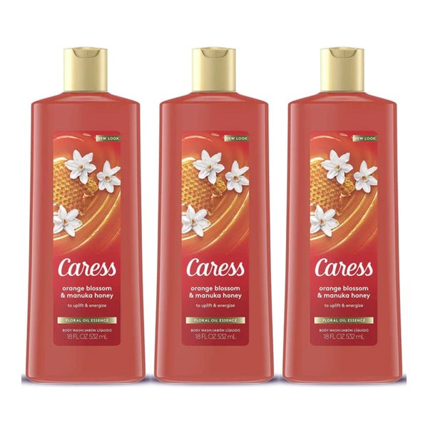 Caress Body Wash Orange Blossom & Manuka Honey, 18 oz. (Pack of 3)