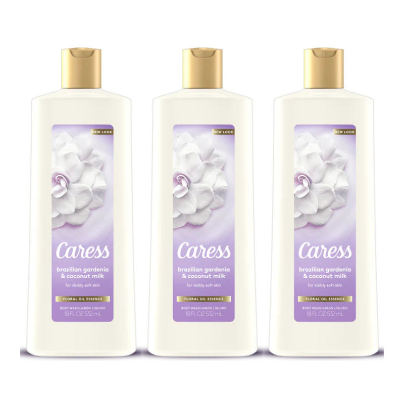 Caress Brazilian Gardenia & Coconut Milk Body Wash, 18 oz. (Pack of 3)