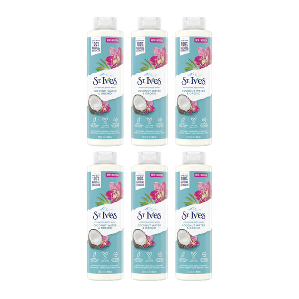 St. Ives Coconut Water & Orchid Hydrating Body Wash, 22 fl oz. (Pack of 6)