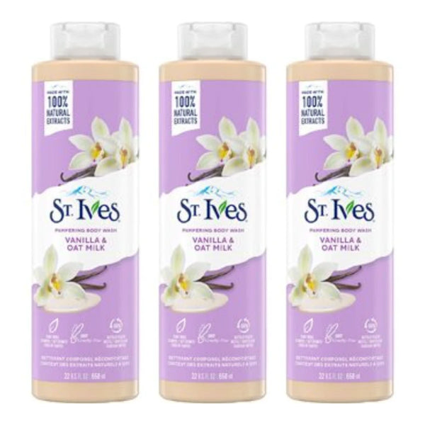 St. Ives Vanilla & Oat Milk Pampering Body Wash, 22 oz. (Pack of 3)
