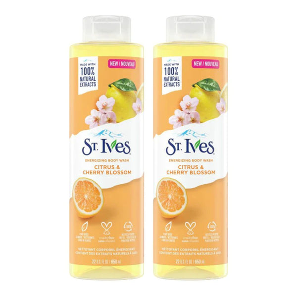 St. Ives Citrus & Cherry Blossom Energizing Body Wash, 22 oz. (Pack of 2)