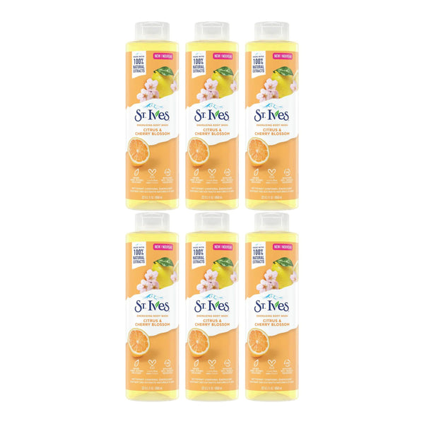 St. Ives Citrus & Cherry Blossom Energizing Body Wash, 22 oz. (Pack of 6)