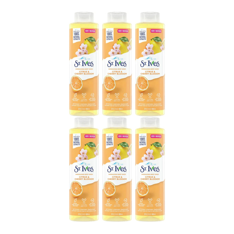 St. Ives Citrus & Cherry Blossom Energizing Body Wash, 22 oz. (Pack of 6)