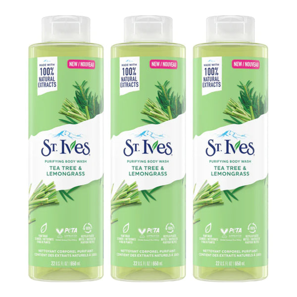 St. Ives Tea Tree & Lemongrass Purifying Body Wash, 22 oz. (Pack of 3)