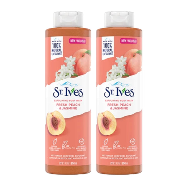 St. Ives Fresh Peach & Jasmine Exfoliating Body Wash, 22 oz. (Pack of 2)