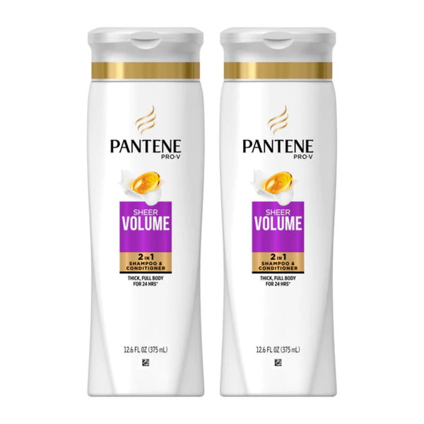 Pantene Pro-V Sheer Volume 2 in 1 Shampoo & Conditioner, 12.6 fl oz (Pack of 2)