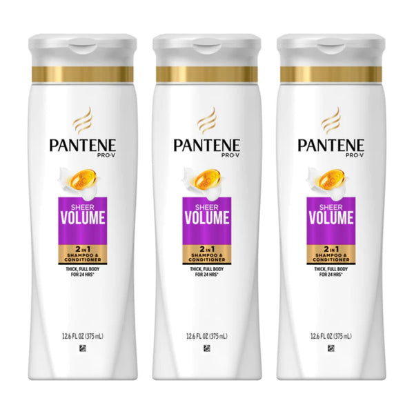 Pantene Pro-V Sheer Volume 2 in 1 Shampoo & Conditioner, 12.6 fl oz (Pack of 3)