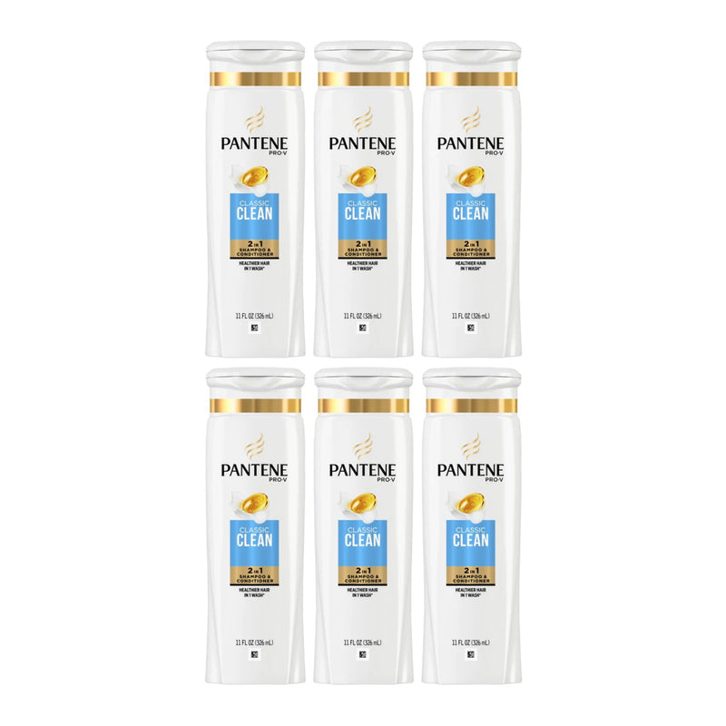 Pantene Pro-V Classic Clean 2 in 1 Shampoo & Conditioner, 12.6 fl oz (Pack of 6)