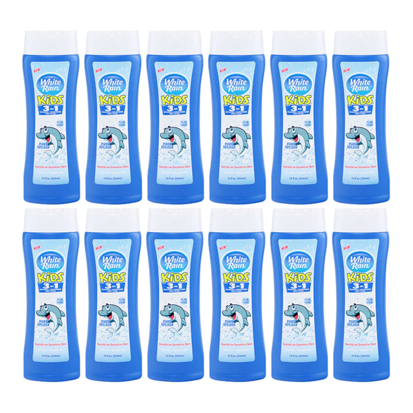 White Rain Kids Pure Splash 3-in-1 - Shampoo Conditioner Wash 12 oz (Pack of 12)