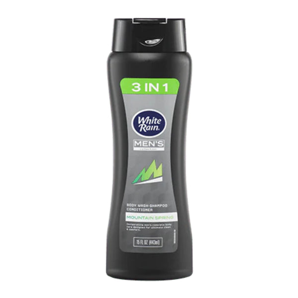 White Rain Men 3-In-1 Mountain Spring Shampoo Conditioner Wash 15 oz