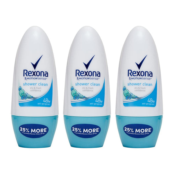 Rexona Motionsense Shower Clean Roll-On Deodorant,  50ml (Pack of 3)