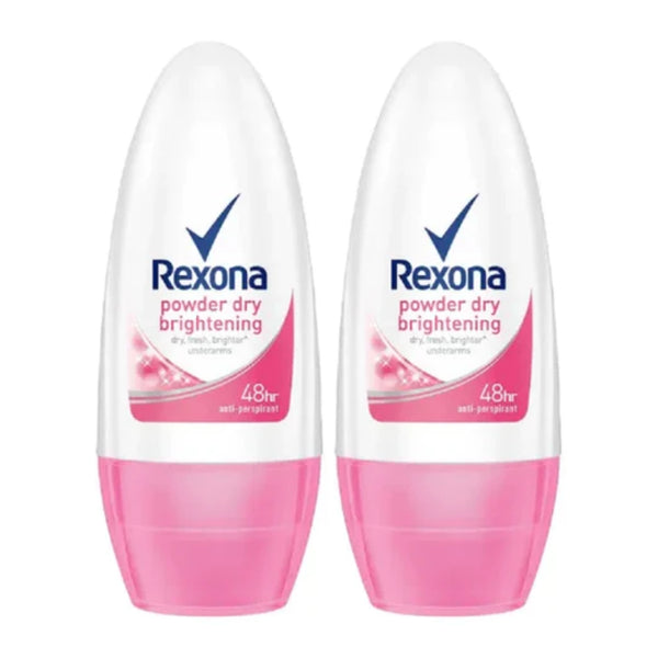 Rexona Powder Dry Brightening Roll-On Deodorant, 50ml (Pack of 2)
