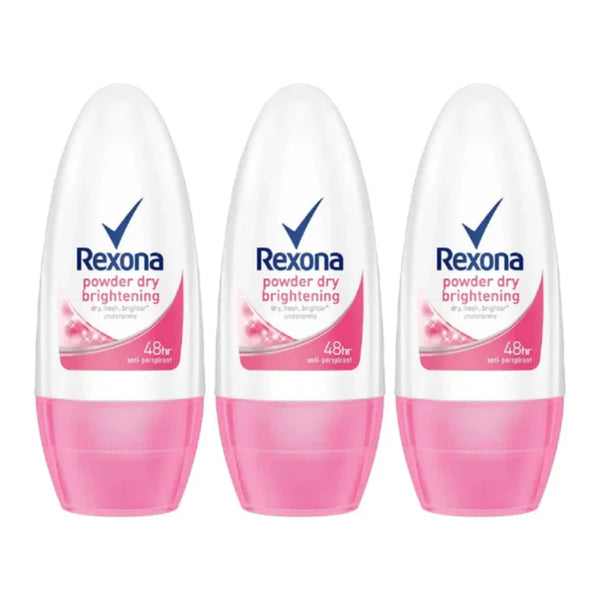 Rexona Powder Dry Brightening Roll-On Deodorant, 50ml (Pack of 3)
