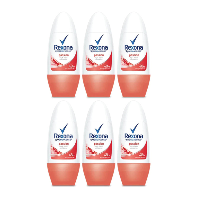 Rexona Motionsense Passion Dry & Fresh Confidence Roll-On, 50ml (Pack of 6)