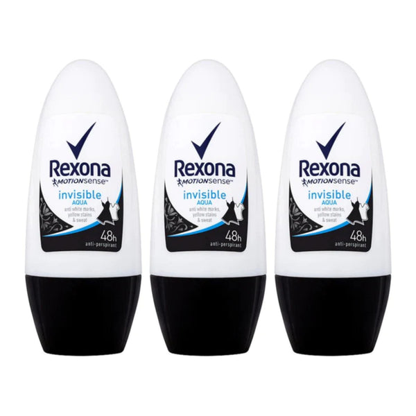 Rexona Motionsense Invisible Aqua Roll-On Deodorant, 50ml (Pack of 3)