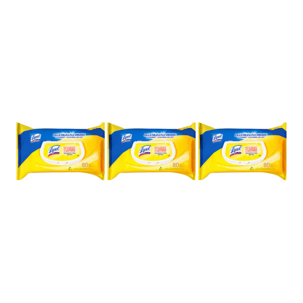 Lysol Lemon & Lime Blossom Scented Disinfecting Wet Wipes, 80 ct. (Pack of 3)