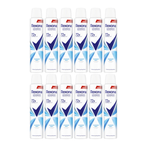 Rexona Advanced Protection Cotton Dry 72H Deodorant Spray, 6.7 oz. (Pack of 12)