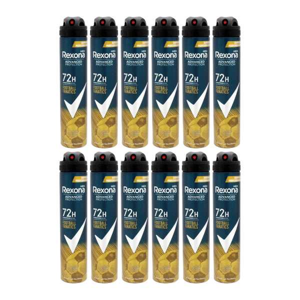 Rexona Men Advanced Football Fanatics 72H Deodorant Spray, 6.7 oz (Pack of 12)