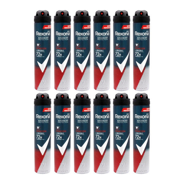 Rexona Men Antibacterial + Invisible 72H Deodorant Spray, 6.7 oz (Pack of 12)