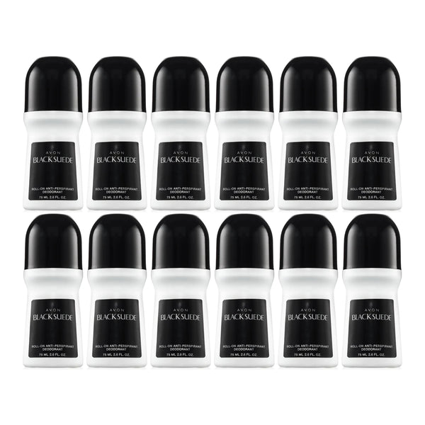 Avon Black Suede Roll-On Antiperspirant Deodorant, 75 ml 2.6 fl oz (Pack of 12)