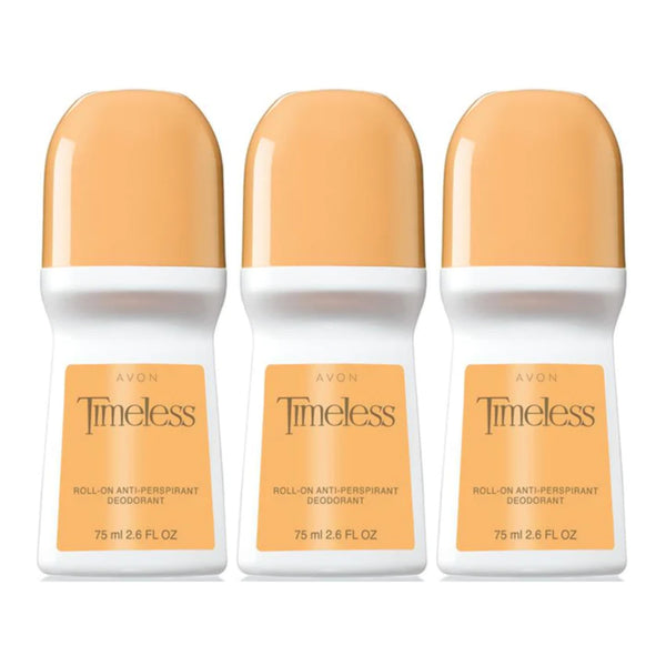 Avon Timeless Roll-On Antiperspirant Deodorant, 75 ml 2.6 fl oz (Pack of 3)
