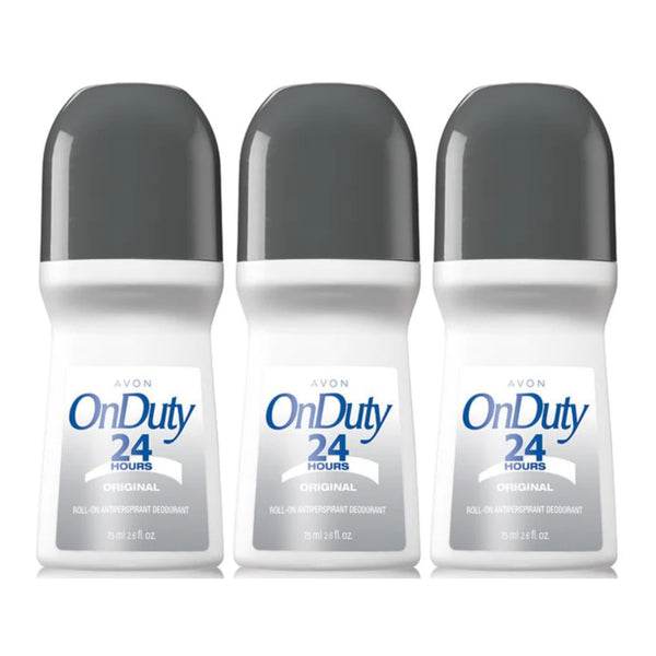 Avon On Duty 24 Hours Original Roll-On Deodorant, 75 ml 2.6 fl oz (Pack of 3)