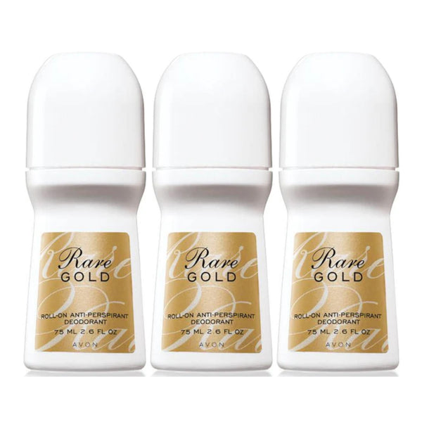 Avon Rare Gold Roll-On Antiperspirant Deodorant, 75 ml 2.6 fl oz (Pack of 3)