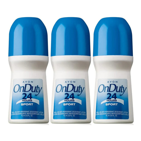 Avon On Duty 24 Hours Sport Roll-On Deodorant, 75 ml 2.6 fl oz (Pack of 3)