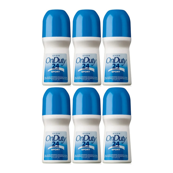 Avon On Duty 24 Hours Sport Roll-On Deodorant, 75 ml 2.6 fl oz (Pack of 6)