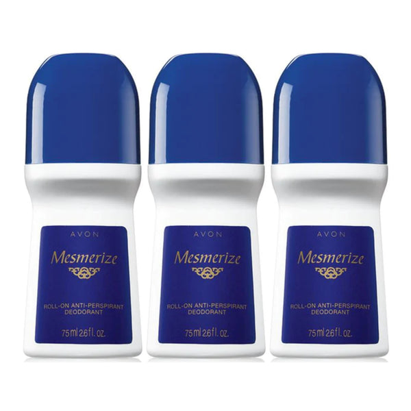 Avon Mesmerize Roll-On Antiperspirant Deodorant, 75 ml 2.6 fl oz (Pack of 3)