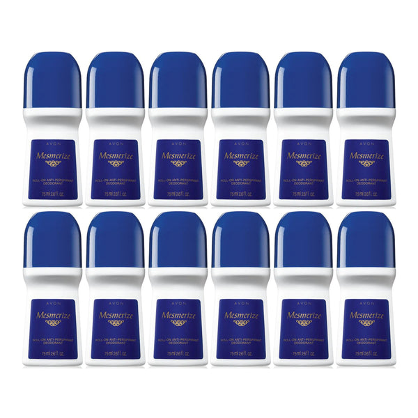 Avon Mesmerize Roll-On Antiperspirant Deodorant, 75 ml 2.6 fl oz (Pack of 12)