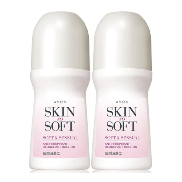 Avon Skin So Soft Roll-On Antiperspirant Deodorant, 75 ml 2.6 fl oz (Pack of 2)