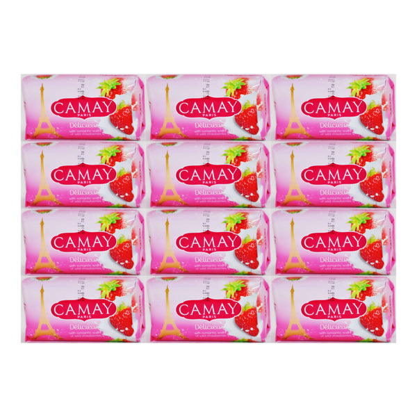 Camay Paris Delicieux Wild Strawberries Scent Beauty Bar Soap, 170g (Pack of 12)