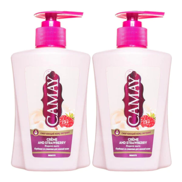 Camay Creme & Strawberry Liquid Soap, 225 ml (Pack of 2)
