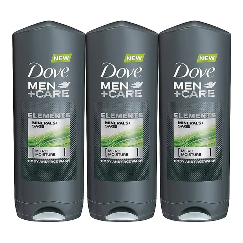 Dove Men+Care Elements - Minerals + Sage Body Wash, 400ml (Pack of 3 ...