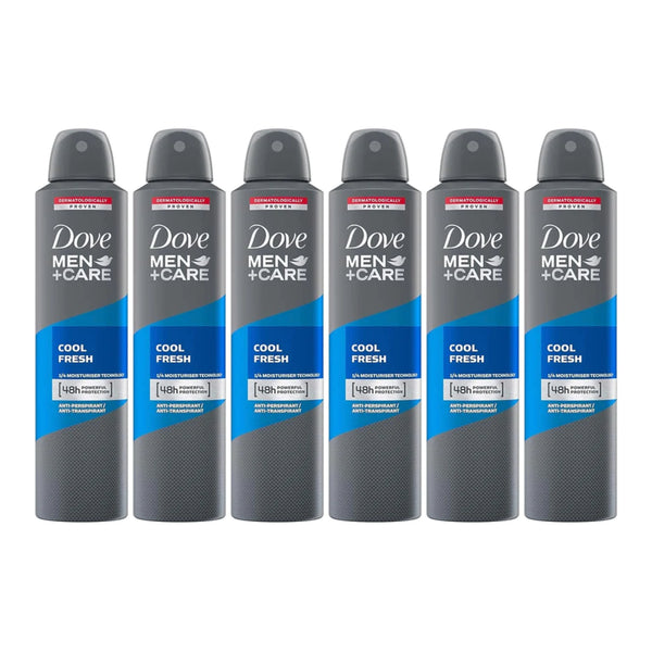 Dove Men+Care Cool Fresh Antiperspirant Deodorant Body Spray, 150ml (Pack of 6)