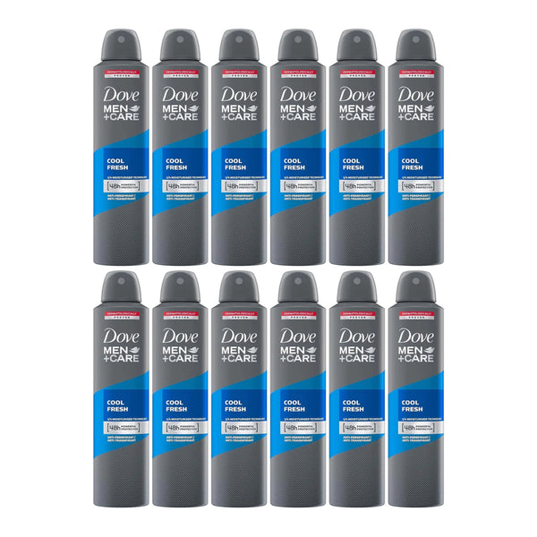 Dove Men+Care Cool Fresh Antiperspirant Deodorant Body Spray, 150ml (Pack of 12)