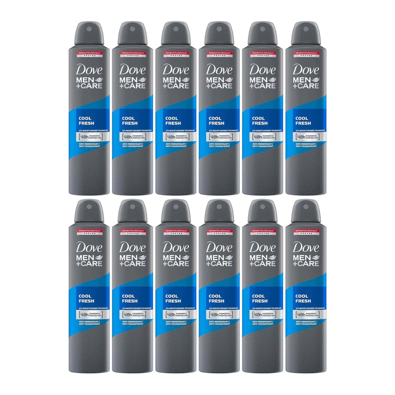 Dove Men+Care Cool Fresh Antiperspirant Deodorant Body Spray, 150ml (Pack of 12)