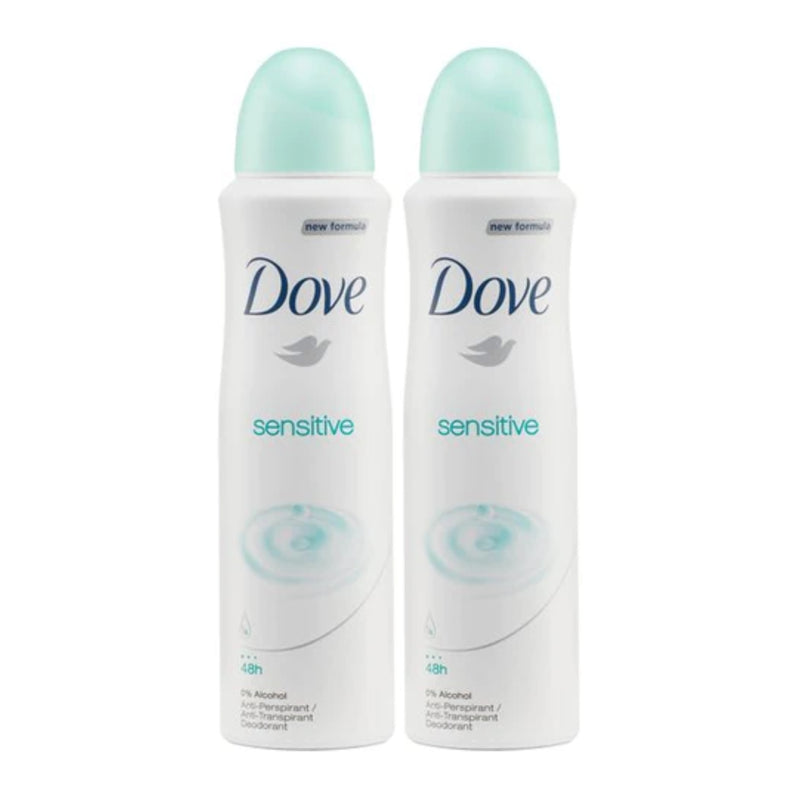 Dove Sensitive Anti-Perspirant Deodorant Body Spray, 150 ml (Pack of 2)