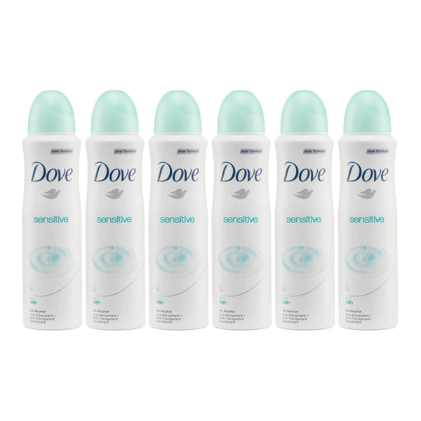 Dove Sensitive Anti-Perspirant Deodorant Body Spray, 150 ml (Pack of 6)