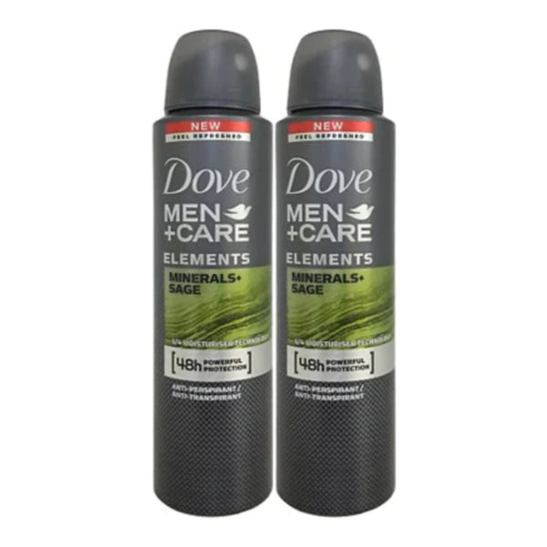 Dove Men+Care Elements Minerals + Sage Deodorant Body Spray, 150ml (Pack of 2)