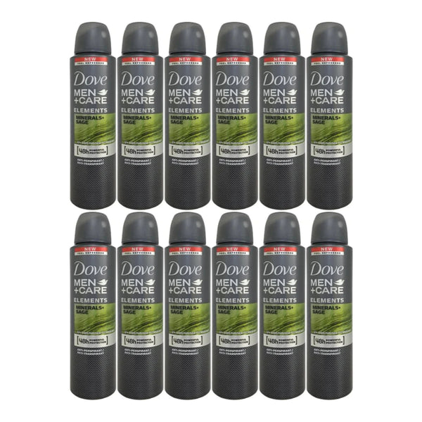 Dove Men+Care Elements Minerals + Sage Deodorant Body Spray, 150ml (Pack of 12)